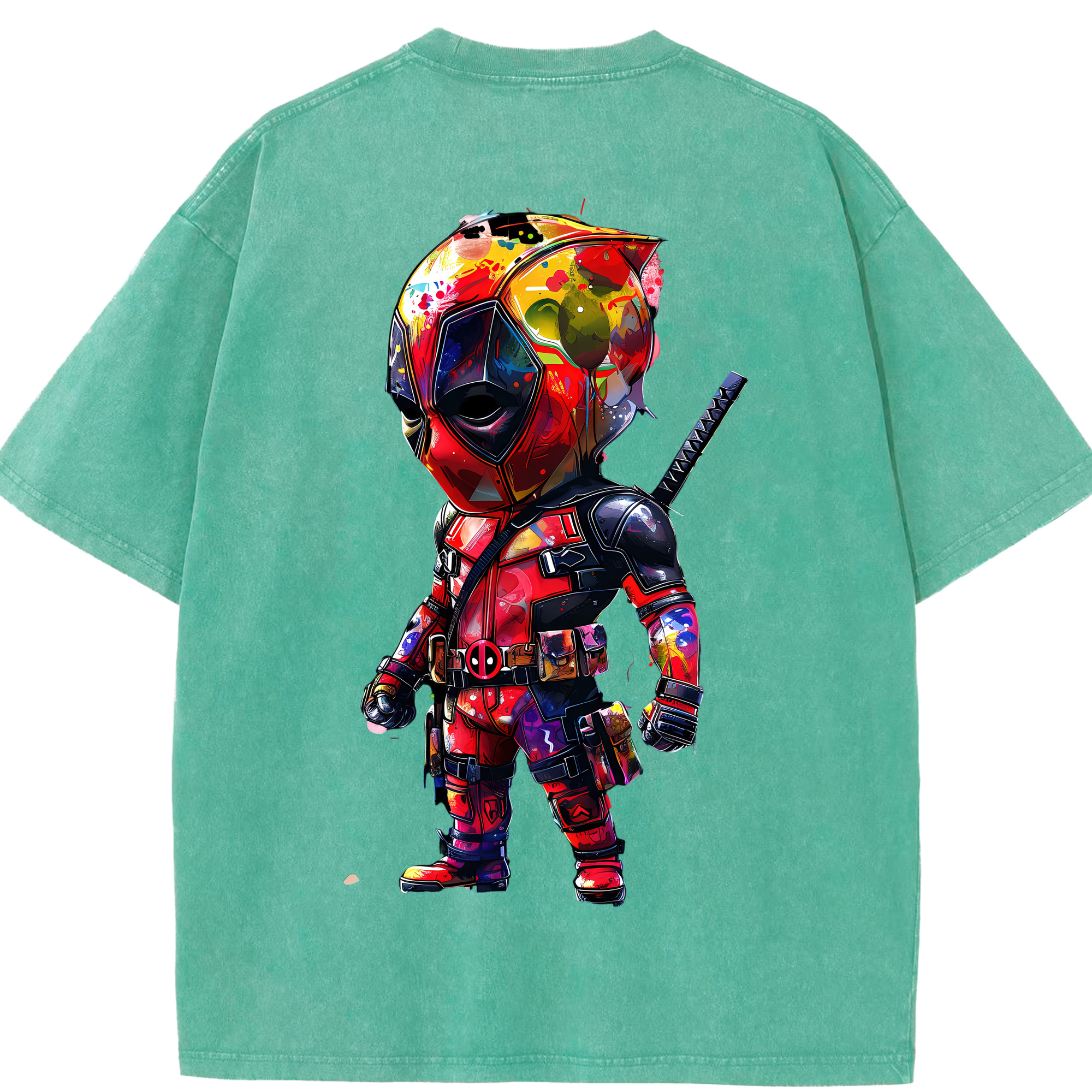 （画像用） Deadpool デッドプール 綿100% ヴィンテージ風 半袖Tシャツ（背面プリント）